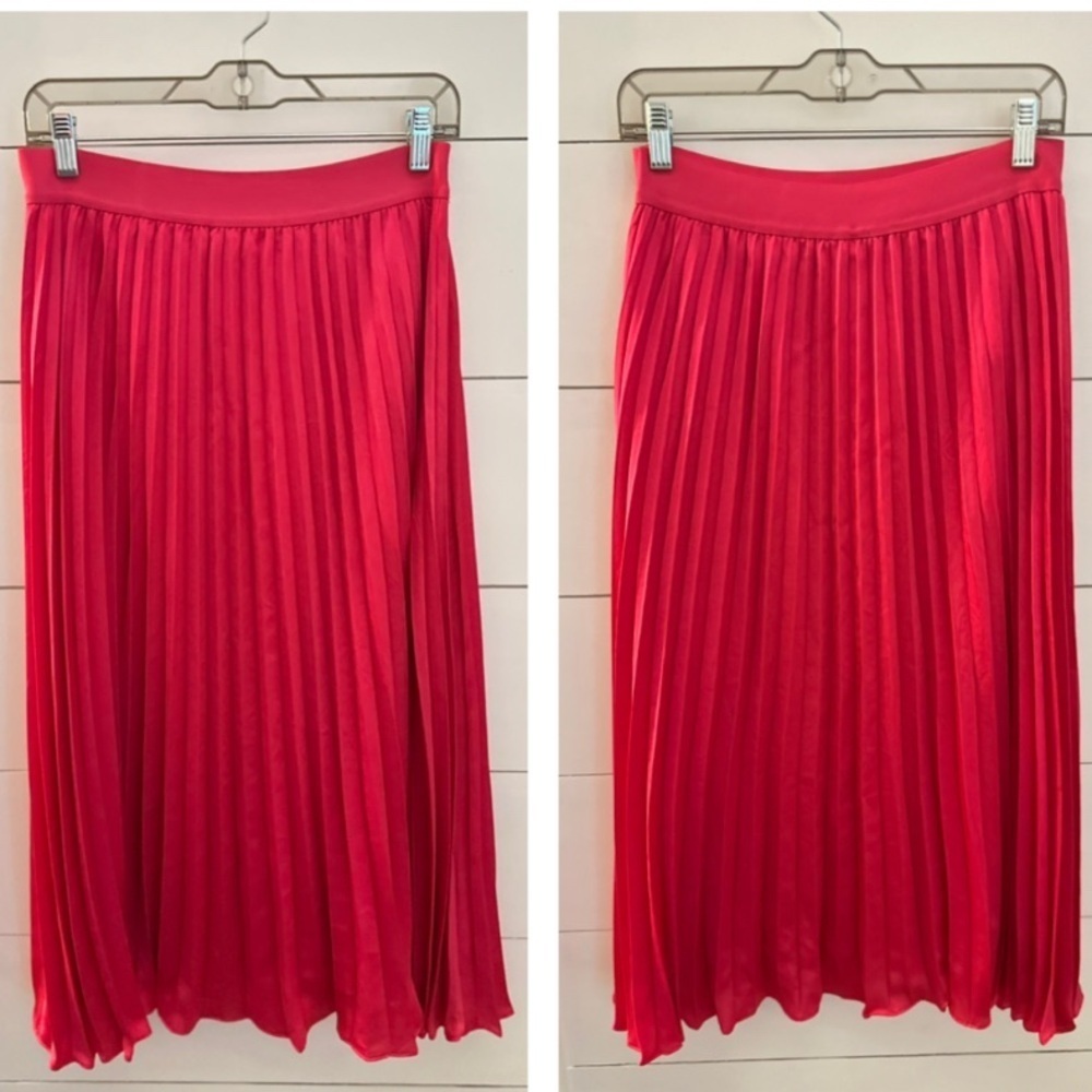 LUCY PARIS L pleated Pink smooth midi polyester woman quiet luxury trendy skirt - Picture 2 of 10